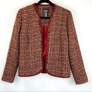 Positive Attitude‎ Open Tweed Blazer Jacket Womens  Size 6